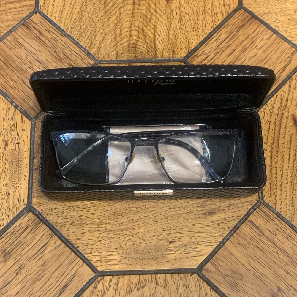 Helium Paris Eyeglasses 4336 Gunmetal Grey Square Full Rim 55-17-140 MBLK